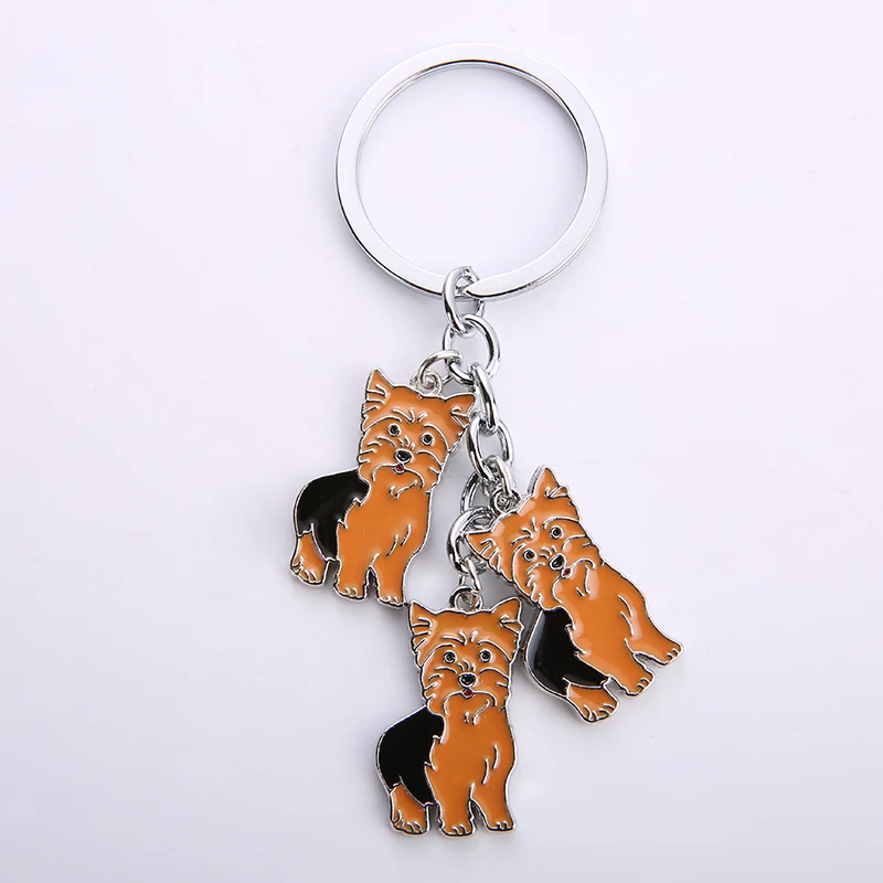 Dogs Metal Key Chain Fashion Accessories PET Key Chain Yorkshire Dog Car Key Ring Keychains Woman Tag Key Chains For Men Gift