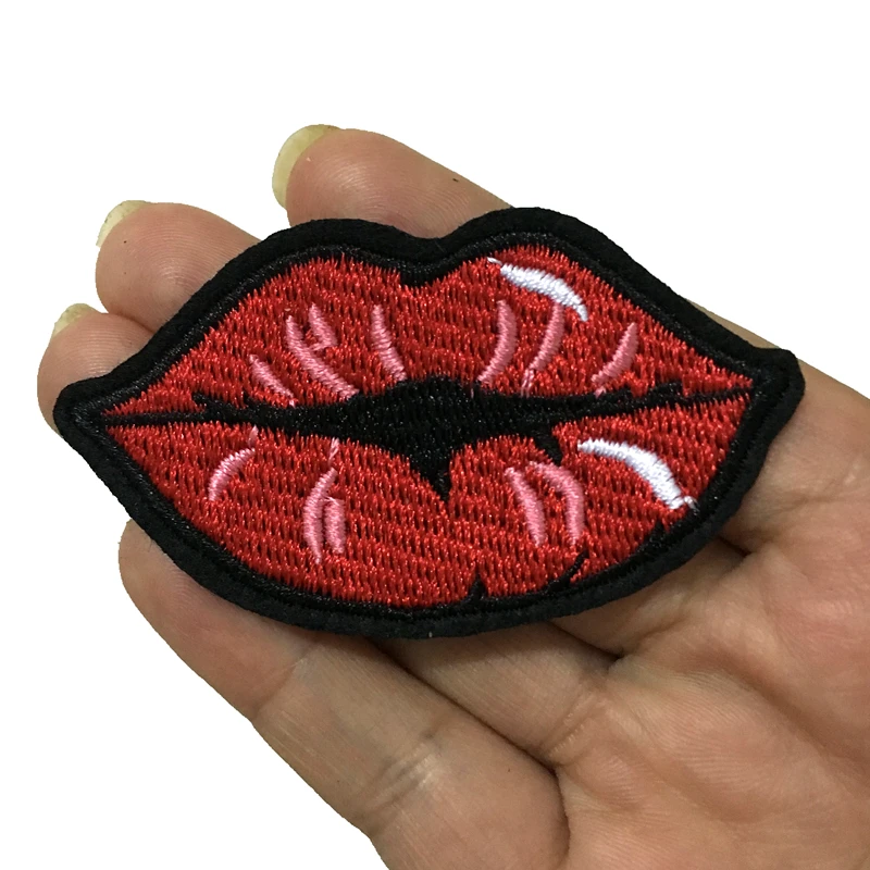 10 PCS/lot Red Lips Embroidered Iron on Patches for Clothes Shoes Bags Small Mouth Embroidery Applique Badge DIY Sewing Patch