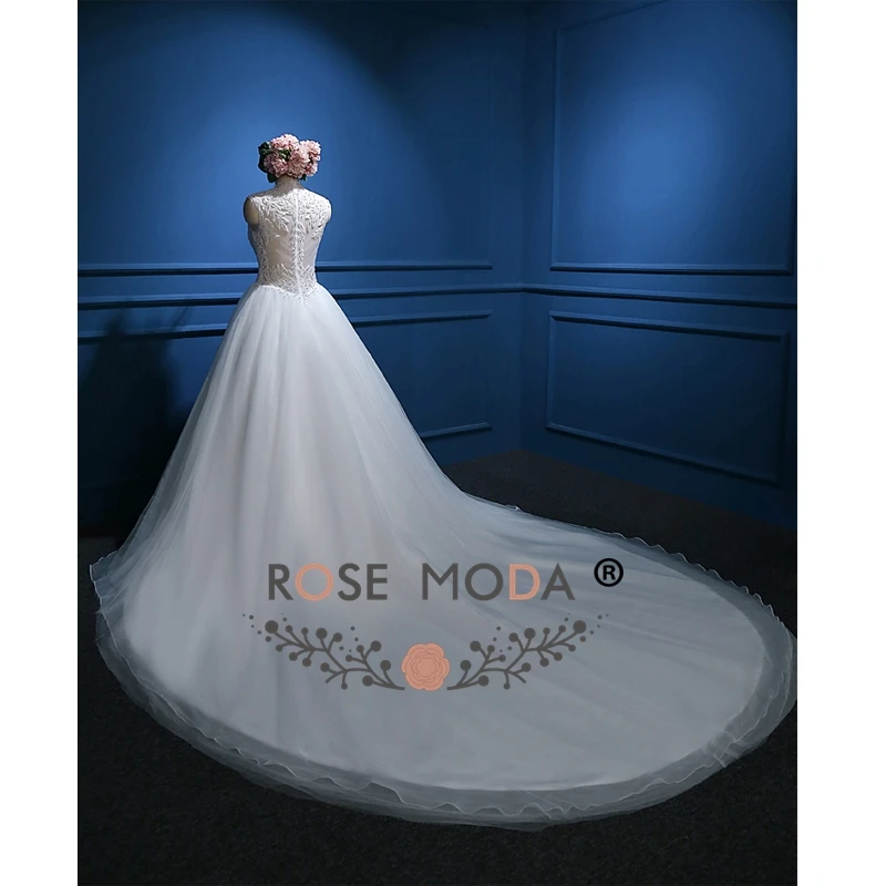 Rose Moda Luxury Heavily Beaded Princess Wedding Dresses Cathedral Train Real Photos