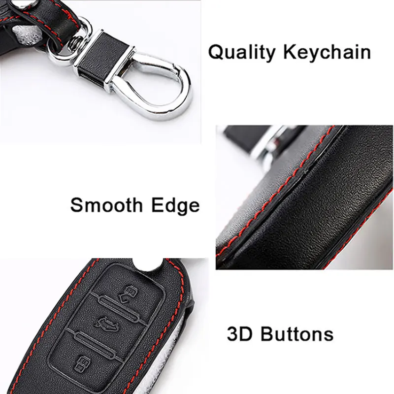 Genuine Leather Keychain Key Ring Cover Case For Skoda Octavia 2 A7 A5 Fabia Superb Car-Styling For VW Polo Golf 4 5 6 Passat