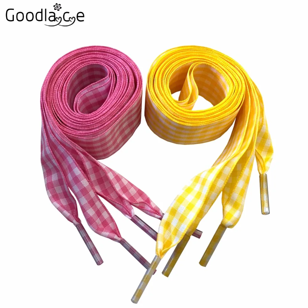 Cordones de cinta plana a cuadros para zapatos, 2,5 cm/ 1 pulgada de ancho, estilo británico, 120cm/47\