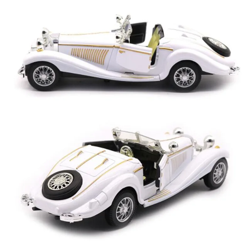 White Color 1:28 Scale 16.8CM Metal Alloy Diecasts 500K Classic Pull Back 1936 Car Model Vehicles Model Toys For Kids Collection