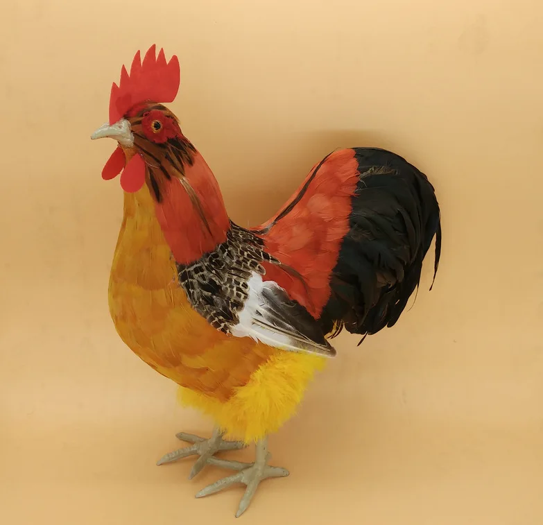 

simulation cock plastic&feathers colourful cock 1:1 model large 39x42cm, home, farm decoration gift w0207