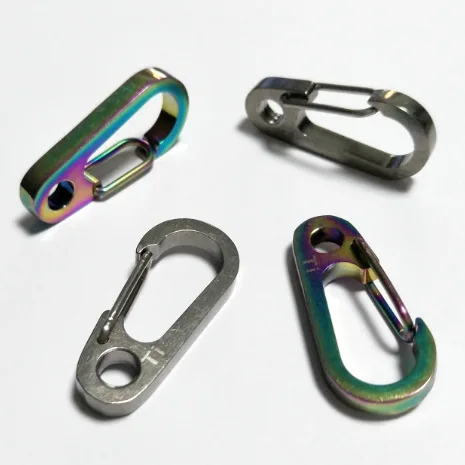 1PC  Titanium Alloy Spring Mini Hanging Buckle Quick Hook Clip  Keychain Outdoor Camping Carabiner Accessories EDC Pocket Tool