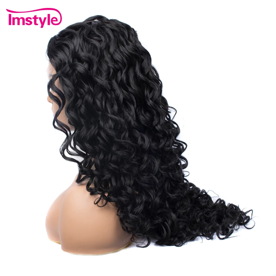 Imstyle Synthetic Lace Front Wigs Long Black Curly Wigs For Women Lace Wig Heat Resistant Fiber Natural Hair Wig