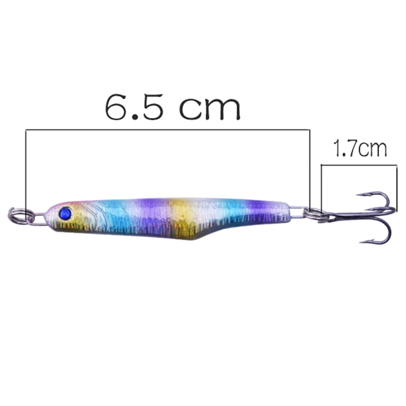 1Pc Slow Pitch Jigging Fishing Lure 6.5cm 16g Lead Metal Vertical Fishing Jig spinner bait Treble Hook hard lures Fishing Tackle