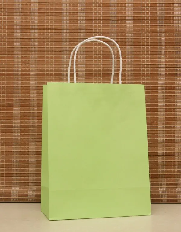 

20pcs Beautiful Apple Geen Kraft Paper Bag With Handle 27x21x11cm Boutique Cosmetics Gift Shopping Bag Fashion Paper Gift Bags