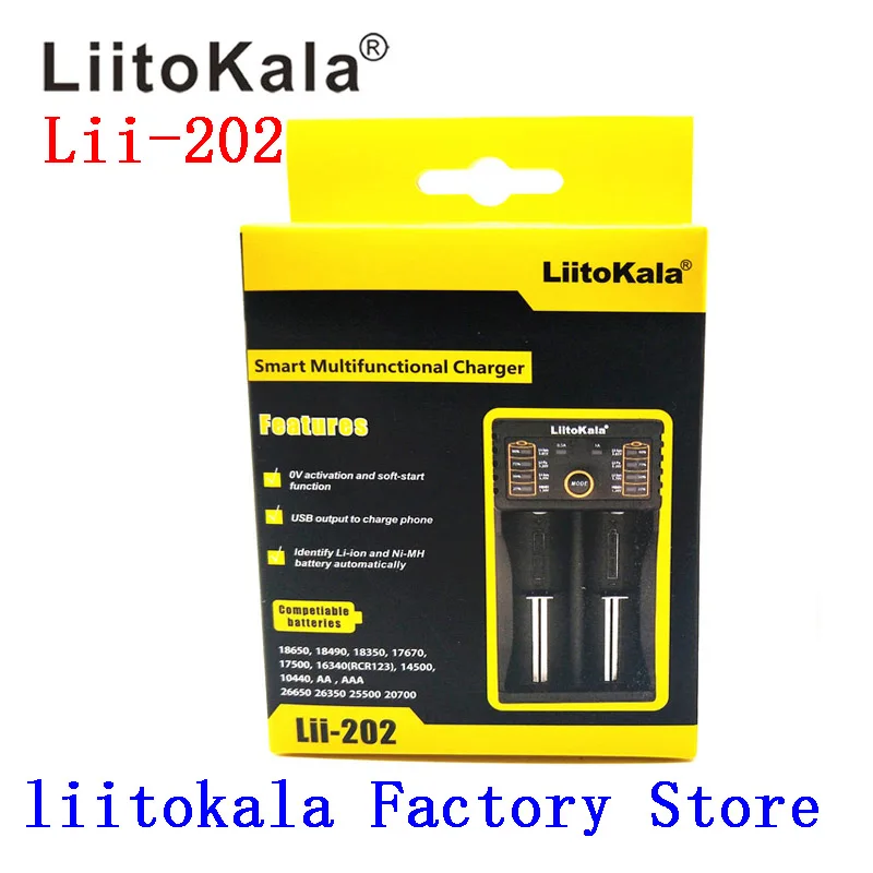 Liitokala Lii-202 5V plug 3.7V/1.2V AA/AAA 18650/26650/16340/14500/10440/18500 26500 Rechargeable lithium batter Charger