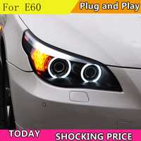 doxa Car Styling For 5 Series E60 headlights 2003-10 For E60 LED head lamp Angel eye led DRL front light Bi-Xenon Lens xenon H