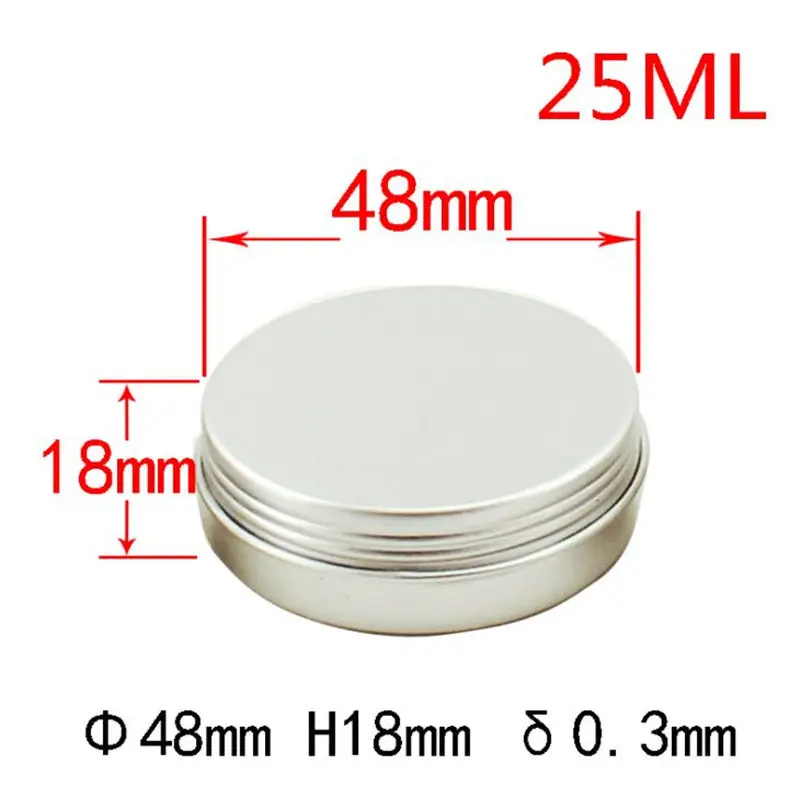 25ml Empty Aluminum Cans Silver Round Cosmetic Cream Jar Hair Wax Case Lip Balm Container Makeup Tin F20173883