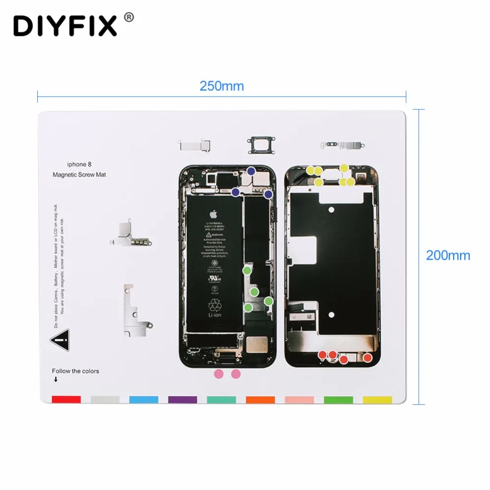 Diyfix esteira de parafuso magnético, 1 peça para iphone 8 bloco de parafusos, gráfico de keeper para iphone 8 plus, ferramentas de reparo de telefone