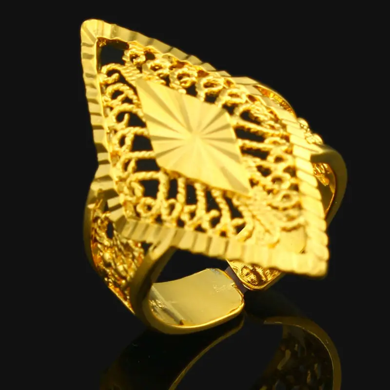 

Free Box 24K Gold Color Ring For Women Party Jewelry Ethiopian/African Gold Rings Fashion Jewelry Girls Gifts