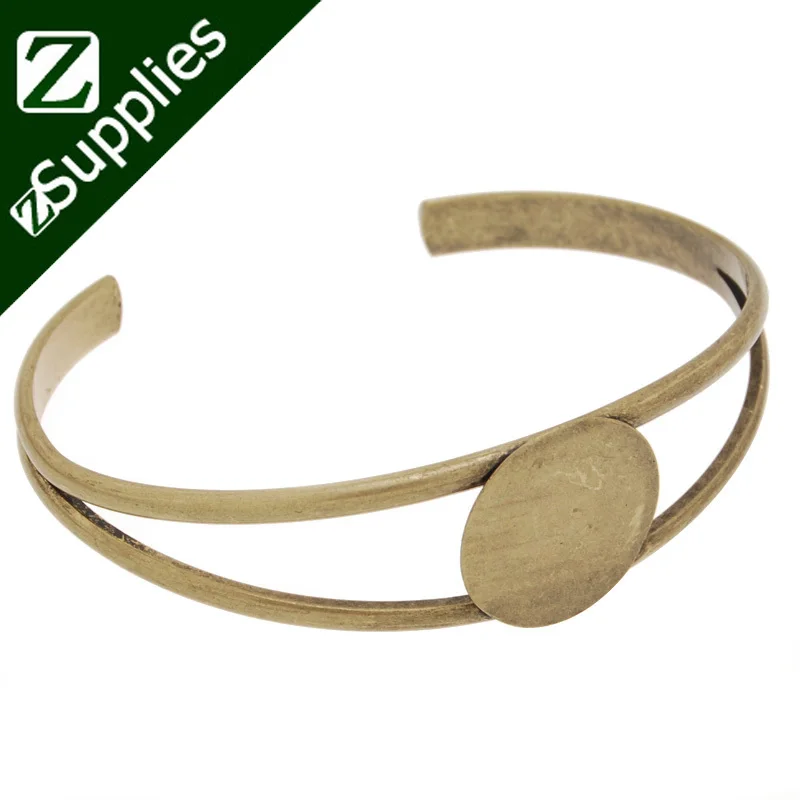 

10pcs Antique Bronze Plated Bracelet with 20mm Round Pad-C2795