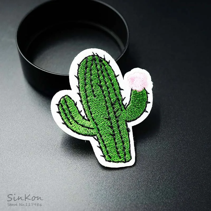 Cactus Size:4.3x5.1cm DIY Patches Cloth Patch Embroidered Cute Badges Hippie Iron On Cartoon Patches For Clothes Sticker