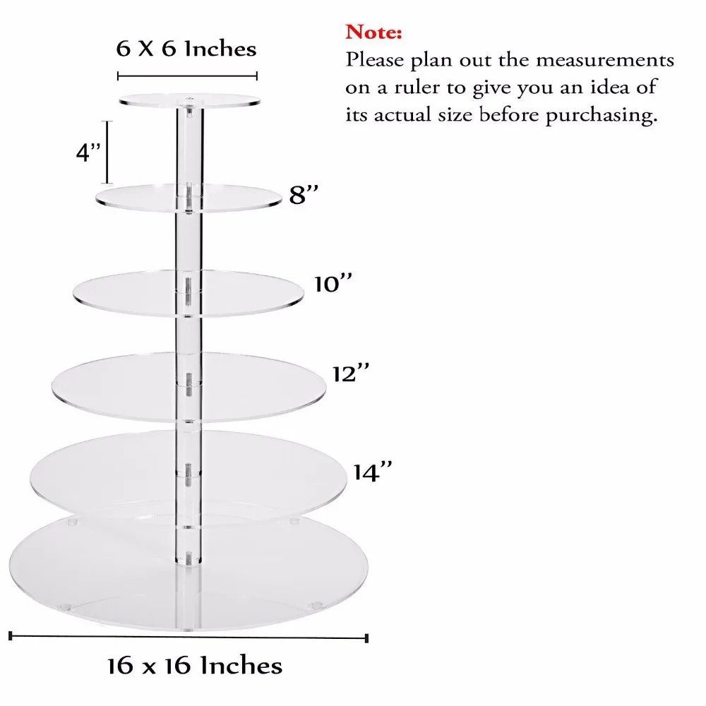 Manufacturers selling packages mailed 6 tier transparent acrylic cupcake customizable removable acrylic cupcake stand decoration