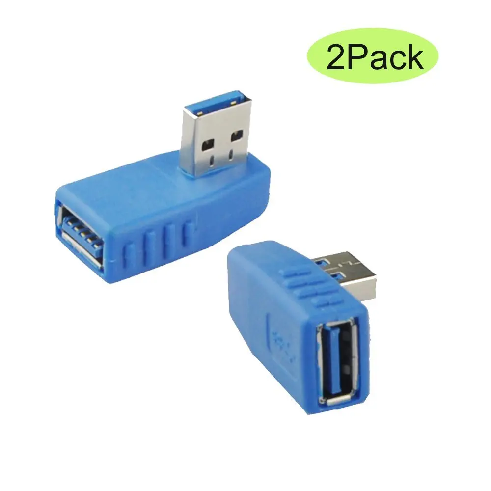 2Pack USB 3.0 Vertical Angled A Male to A Female Coupler Connector Adapter