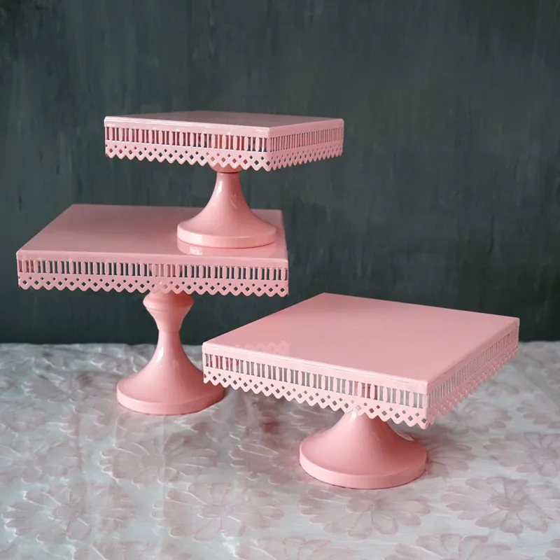 

Square Type Cake Stands Pink Princess Birthday Theme Party Cake Topper Wedding Party Cupcake Stand Dessert Tray Home Supplies