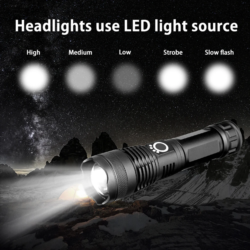 90000LM Most Powerful XHP50 LED Bicycle Flashlight USB Rechargeable USB Zoom Bike Light Torch 18650 26650 for outdoor Bike Light