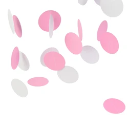 400cm Pink White Flag Banner Circle Paper Bunting Garland, Extra Sparkle for Wedding Teepee Deco Birthday Party Nurser
