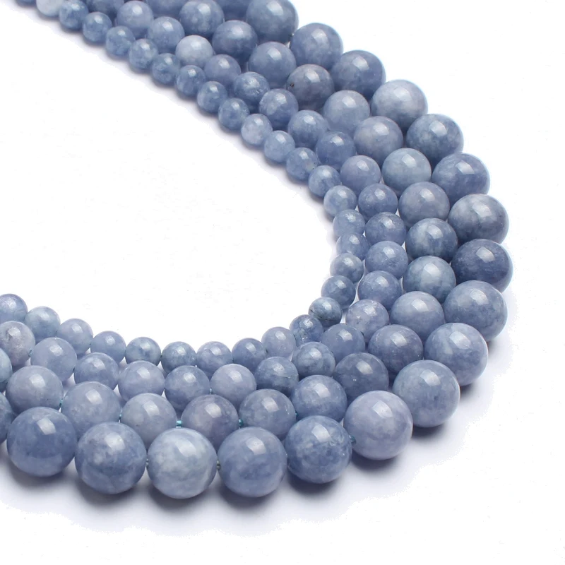 Natural Stone Beads Blue Angelite Round Loose Spacer  Beads for Jewelry Making 6/8/10/12mm Strand 15\