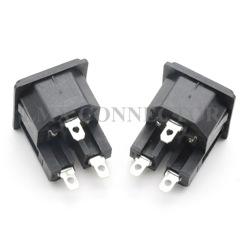 10PCS IEC320 C14 Male Plug 10A 250V Terminal Power Plug Inlet Socket Connector Iron/Copper AC-05A