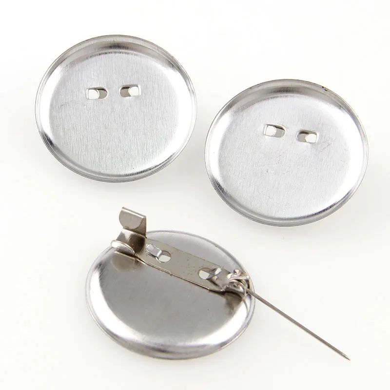 

30pcs 20/23/30mm Silver Brooch Clasps Pin Disk Base Pad Bezel Blank Cabochon Blanks Trays with Brooch Pins Cameo Cabochon Base