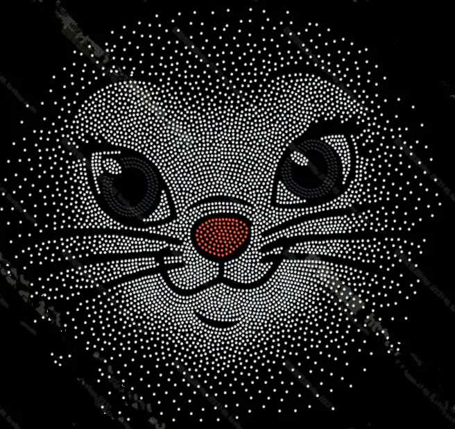 

2pc/lot big cat garment decor iron on transfer patches hot fix rhinestone transfer motifs fixing rhinestones