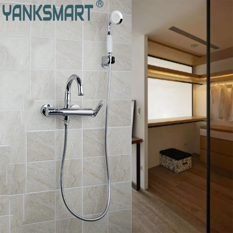 

Single Handle Bathtub Wall Mounted Ceramics Chrome White Hand Shower Bathroom Basin Sink Brass Torneira Tap Mixer Faucet