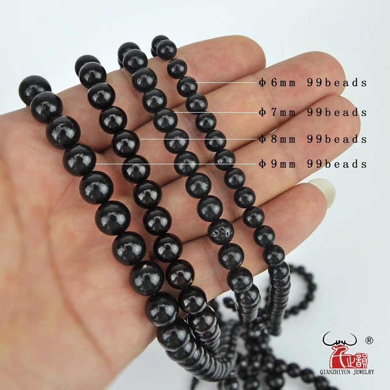 MSL-105 Islam High Quality Muslim Rosary Beads 99 Prayer Beads Natural Palm Fruit Kuka Tasbih Charm Bracelet 6-9mm Dyed black