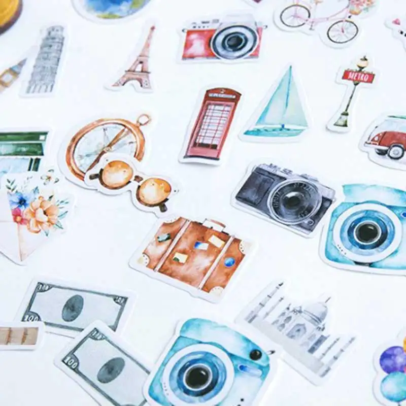 46 Pcs/box Traveling Alone Stickers Kawaii Decoration Diary Album Adhesive Paper Sticker Planner Scrapbooking Sticker Stationery