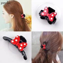 Clip de lazo rojo de pico de pato para niña, horquillas con flequillo para niña, clip de captura grande pequeña, clip de Mickey para el cabello