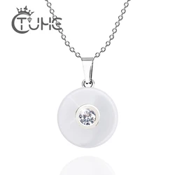 Real Ceramic Cubic Zirconia Chain Necklaces & Pendants White Color Fashion Crystal Ceramic Necklace Wedding Jewelry For Women