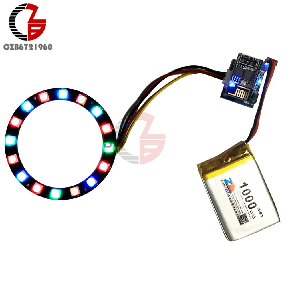 DIY Kit WS2812 RGB Ring Light ESP8266 ESP-01 ESP-01S RGB LED Controller Adapter Module 3.7V-5V DC for Arduino IDE