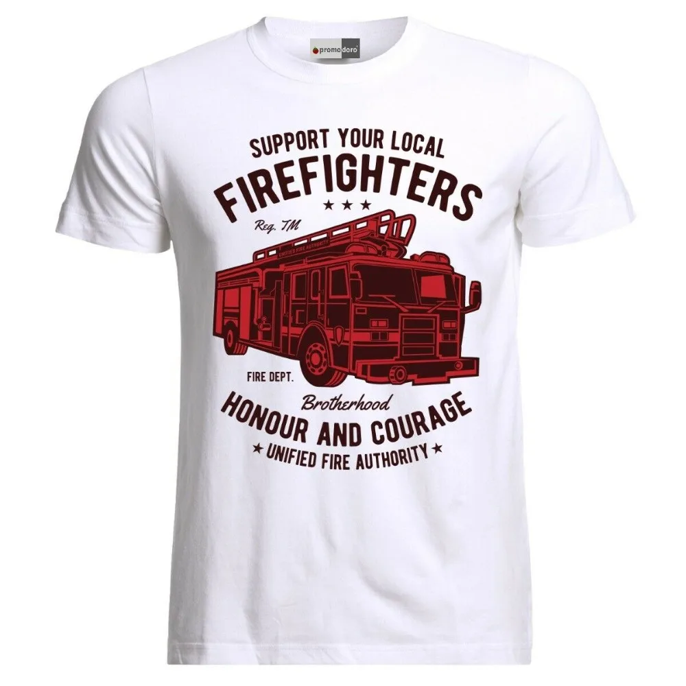 

Fire Fighters Truck Feuerwehrmann White T Shirt New 2019 Summer Style Short Sleeve Causal Tee Logo Man T Shirts