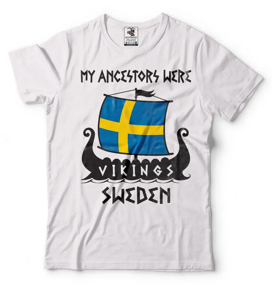 2019 Fashion Hot sale 100% cotton Viking T-shirt My Ancestors Were Vikings Sweden  T-shirt Drakkar T-shirt Tee shirt