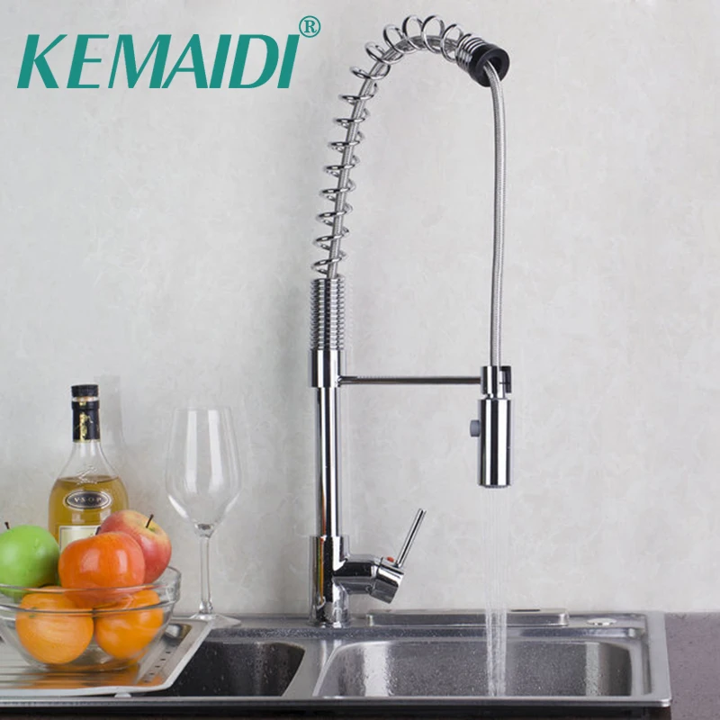 

KEMAIDI Kitchen Sink Faucet Luxury Pull Out Sprayer Wash Basin Faucets Waterfall 360 Swivel Mixer Chrome Finished Swivel