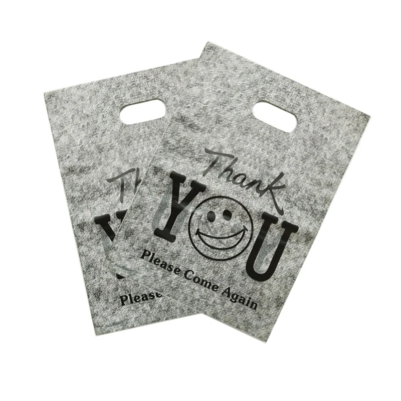 

100pcs/lot 25x35cm "Thank You" Design Gray Plastic Gift Bag Boutique Clothes Jewelry Packaging Bags Big Plastic Shopping Bags