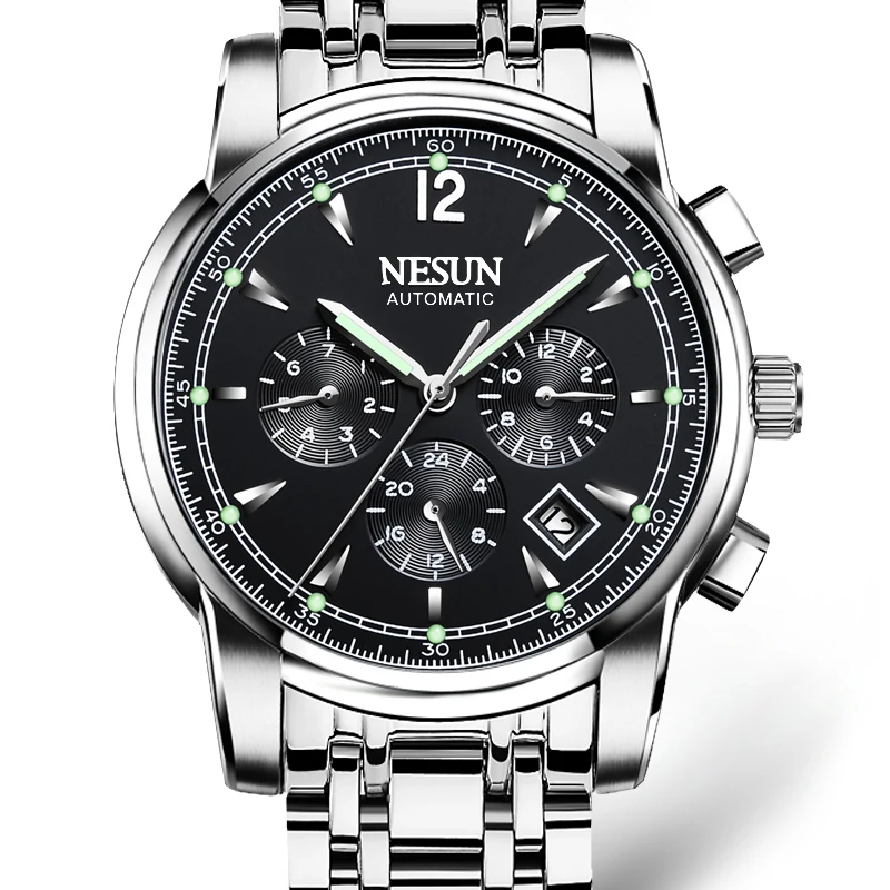 New Switzerland Luxury Brand NESUN Automatic Mechanical Men's Watches Luminous Multi-functional Waterproof Luminous Clock N9801