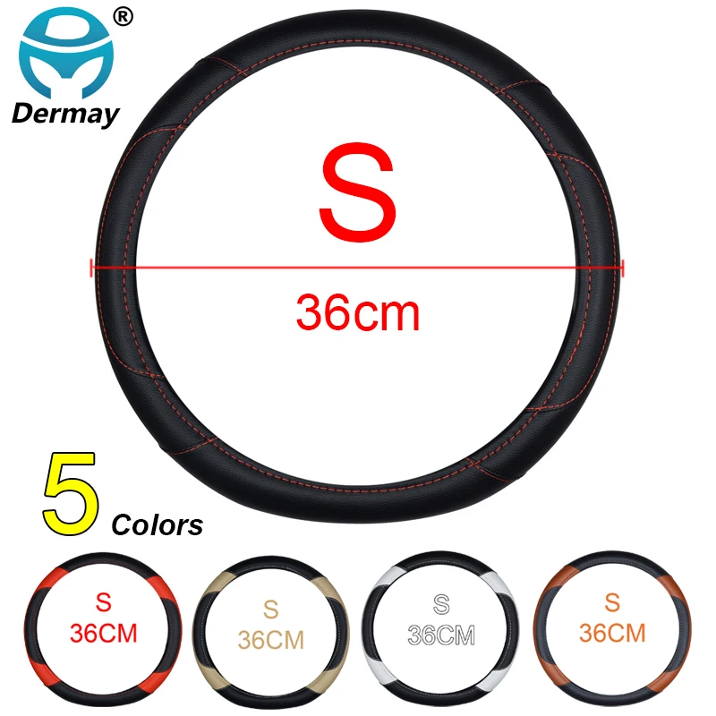 DERMAY Steering Wheel Cover Size S PU Leather for Honda Civic Ciimo Jade SUZUKI Alto LINGYANG NISSAN Juke Toyota Aqua Prius