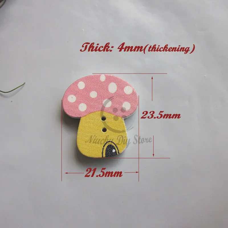 Cartoon buttons 50pcs thickening mixed color lovely mushroom shape buttons for diy craft decorative accessories 21.5mm*23.5mm