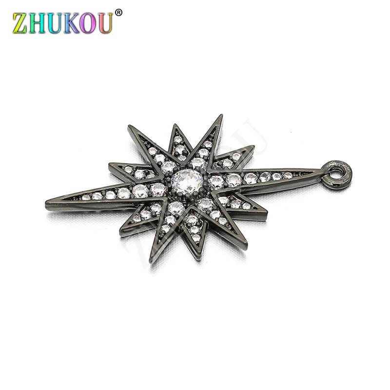 18*31mm Brass Cubic Zirconia Star Charms Pendants DIY Jewelry Bracelet Necklace Making, Model: VD65