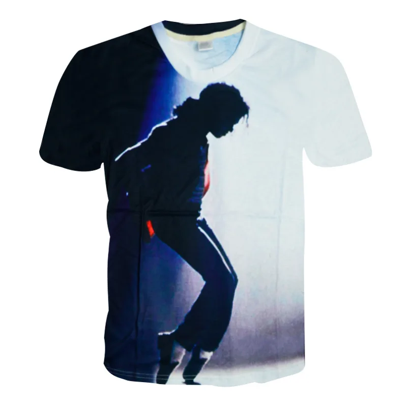 Rare MJ Michael Jackson Cool Punk Moonwalk Printing Pattern In Memory Tshirt Tee Causal Short Sleeve Cotton Cotton 100%