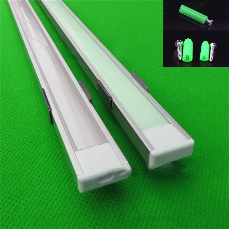 5-30Pcs/Lot 1m Aluminum Profile For Led Strip Milky Transparent Cover For 12mm 5050 With Fittings Slim Bar Light