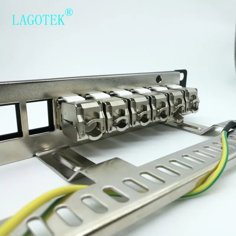 Cat7 Cat6A Patch Panel Modular - 24 Ports - 1U - Screen - For Keystone Modules - 19 Inch  Rack - Black (+ 24pcs  RJ45 Assembly)
