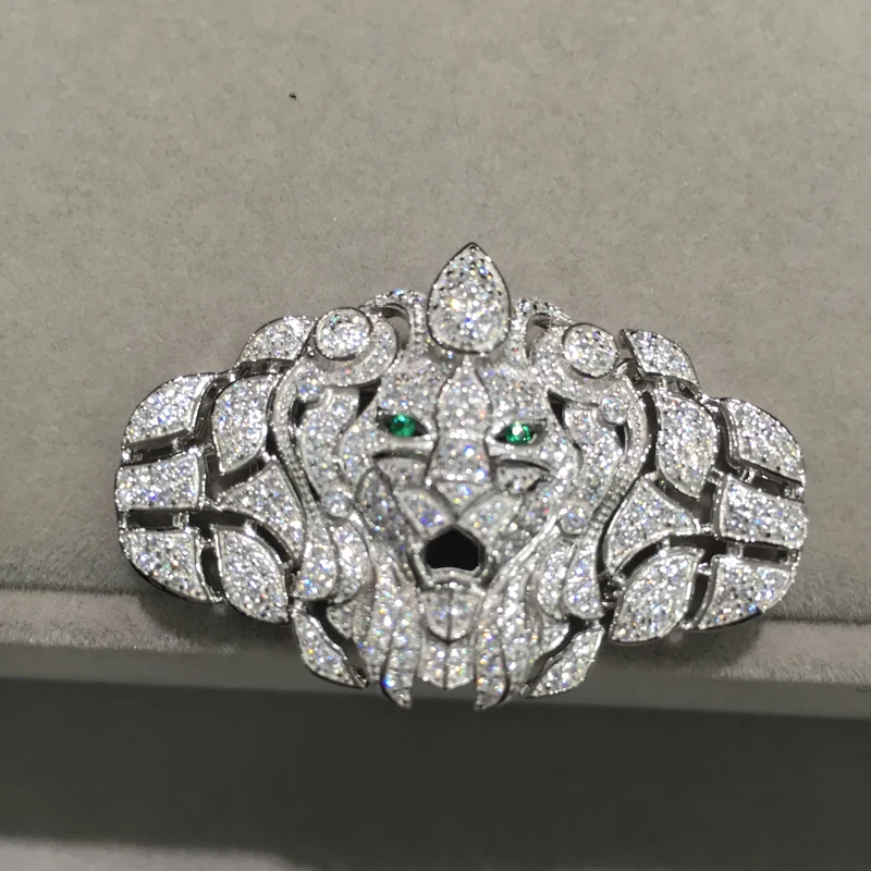 

Jewelry Findings & components Connectors For Necklace Lion Animal 925 Sterling Silver With Cubic Zircon Fashion Women Jewerly