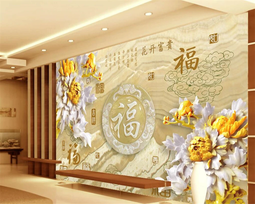 Beibehang Custom wallpaper large home decoration embossed flower sofa television background mural European style 3d wallpaper