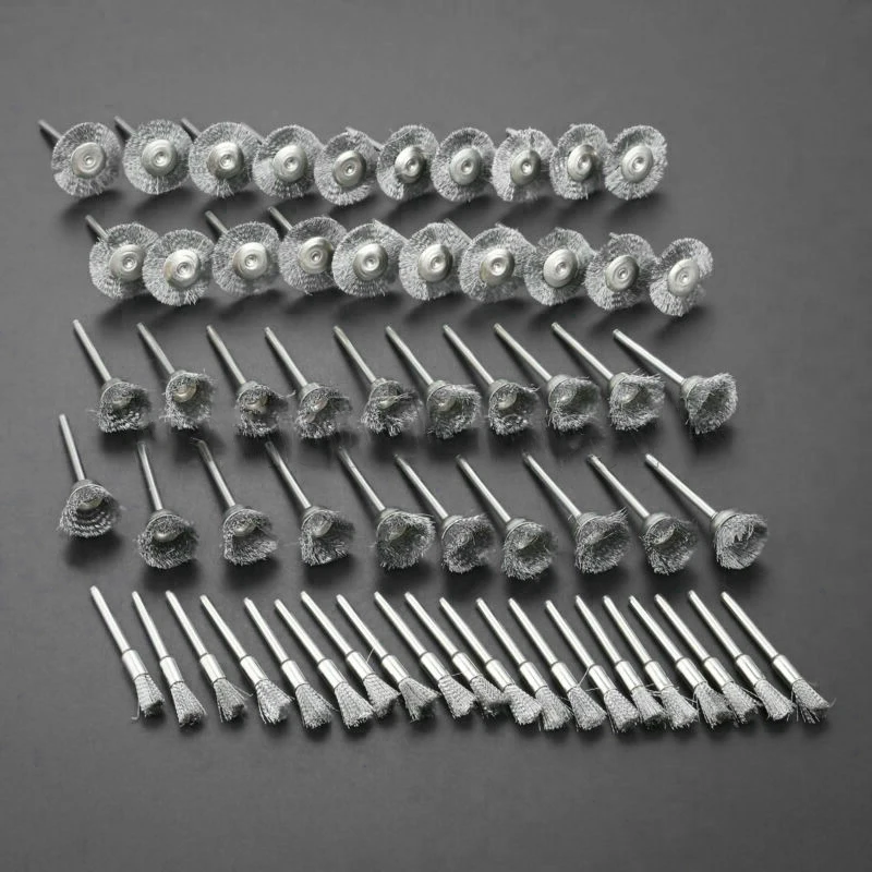 60Pcs 3mm Shank Steel Wire Brushes Polishing Wheel Brush for Tools Brushed Burr Welding Metal Pretreatment Grinding