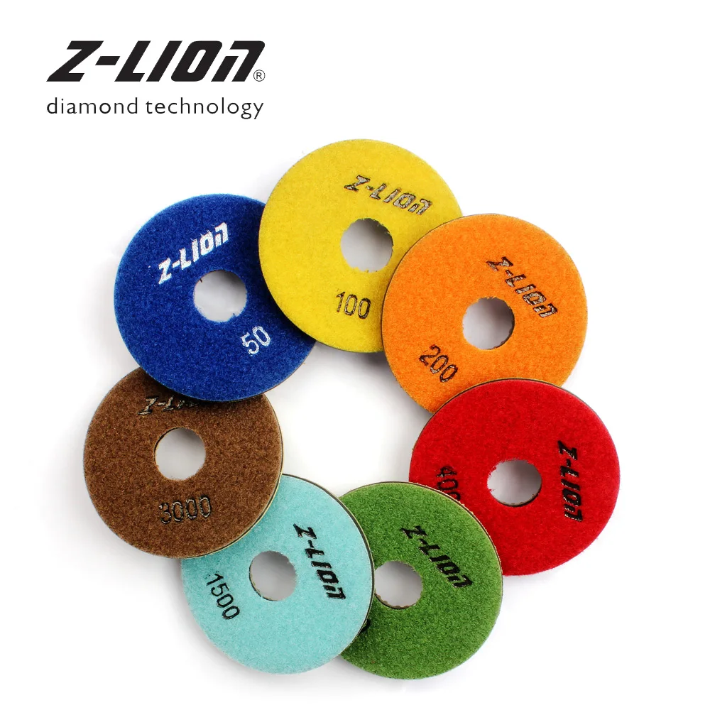 Z-LEAP 7Pcs 3.5 Inch Diamond Floor Grinding Pad Resin Bond Wet Polishing Abrasive Disc For Stone Marble Granite Ceramic Buffing