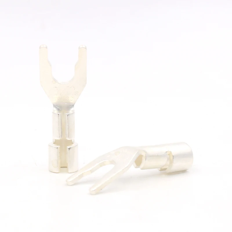 Hifi 오디오 4 개 하이 엔드 솔리드 실버 도금 Y 스페이드 플러그, 스피커 케이블 와이어 커넥터 5mm