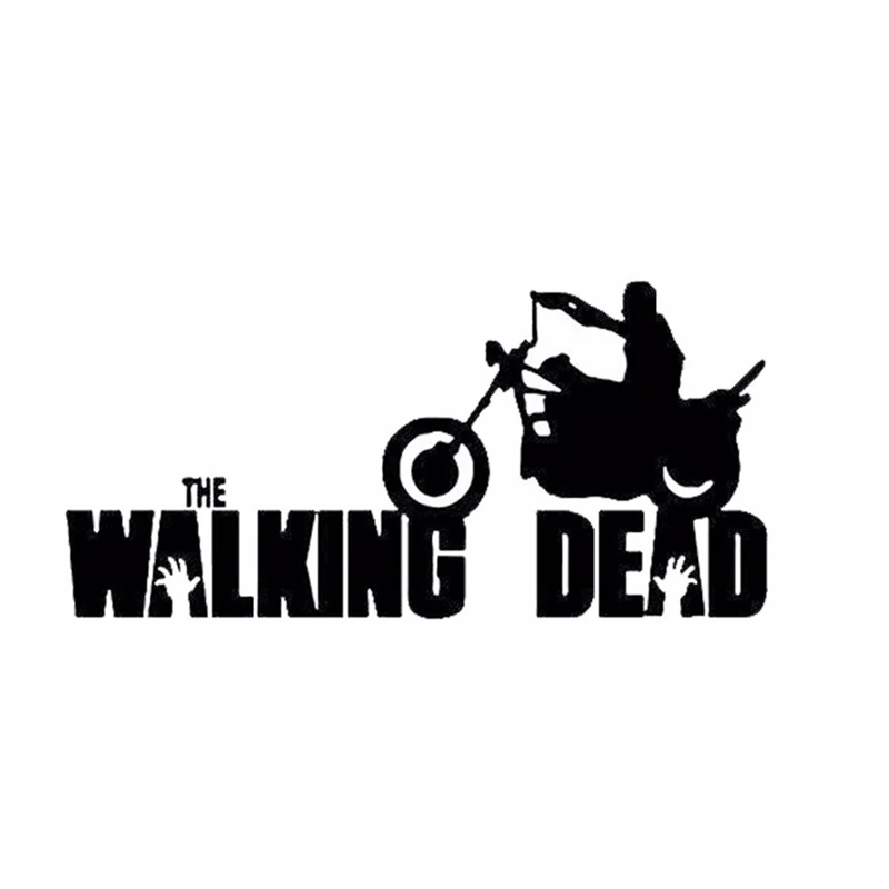 14cm*6.6cm Personality Film Walking Dead Riding Motorcycle Body Stickers Black/Silver RW-024